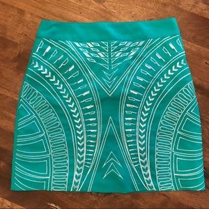 Green embroidered skirt